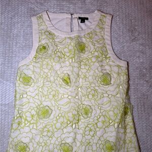 SOLD!!! Ann Taylor Cream Dress with Lime Embroidery